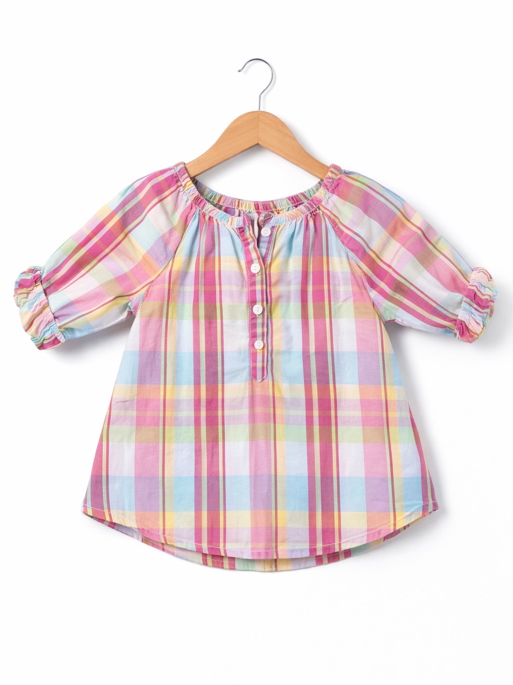 5/$15 George Colourful Plaid Cotton Blouse